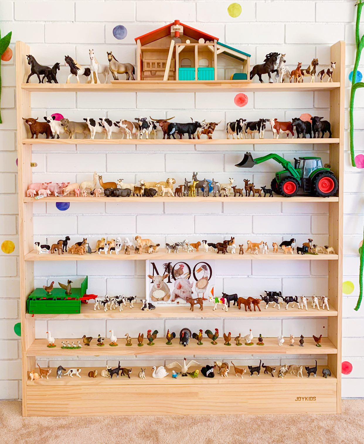 7 Tier Slim - Line Toy Shelf (Adjustable) - Varnished SolidWood - JoyKids