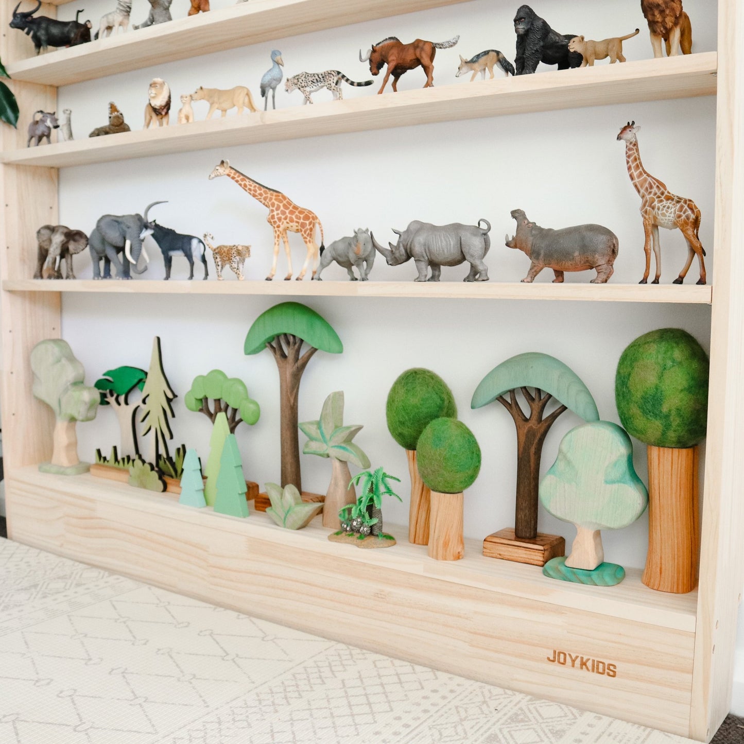 7 Tier Slim - Line Toy Shelf (Adjustable) - Varnished SolidWood - JoyKids