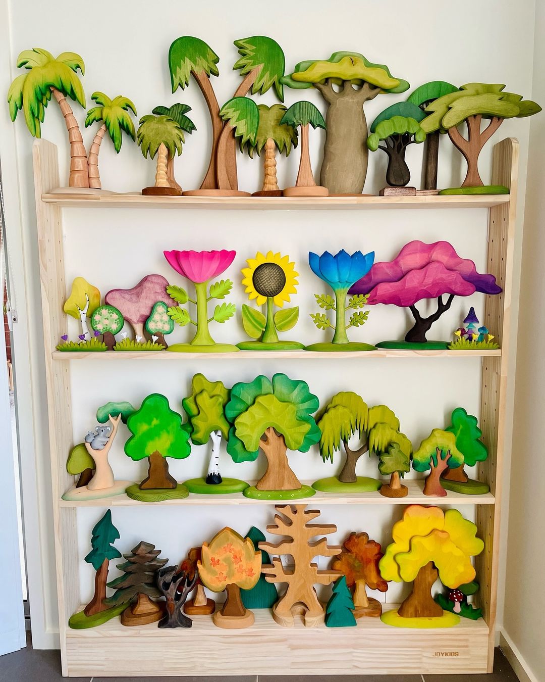 7 Tier Slim - Line Toy Shelf (Adjustable) - Varnished SolidWood - JoyKids