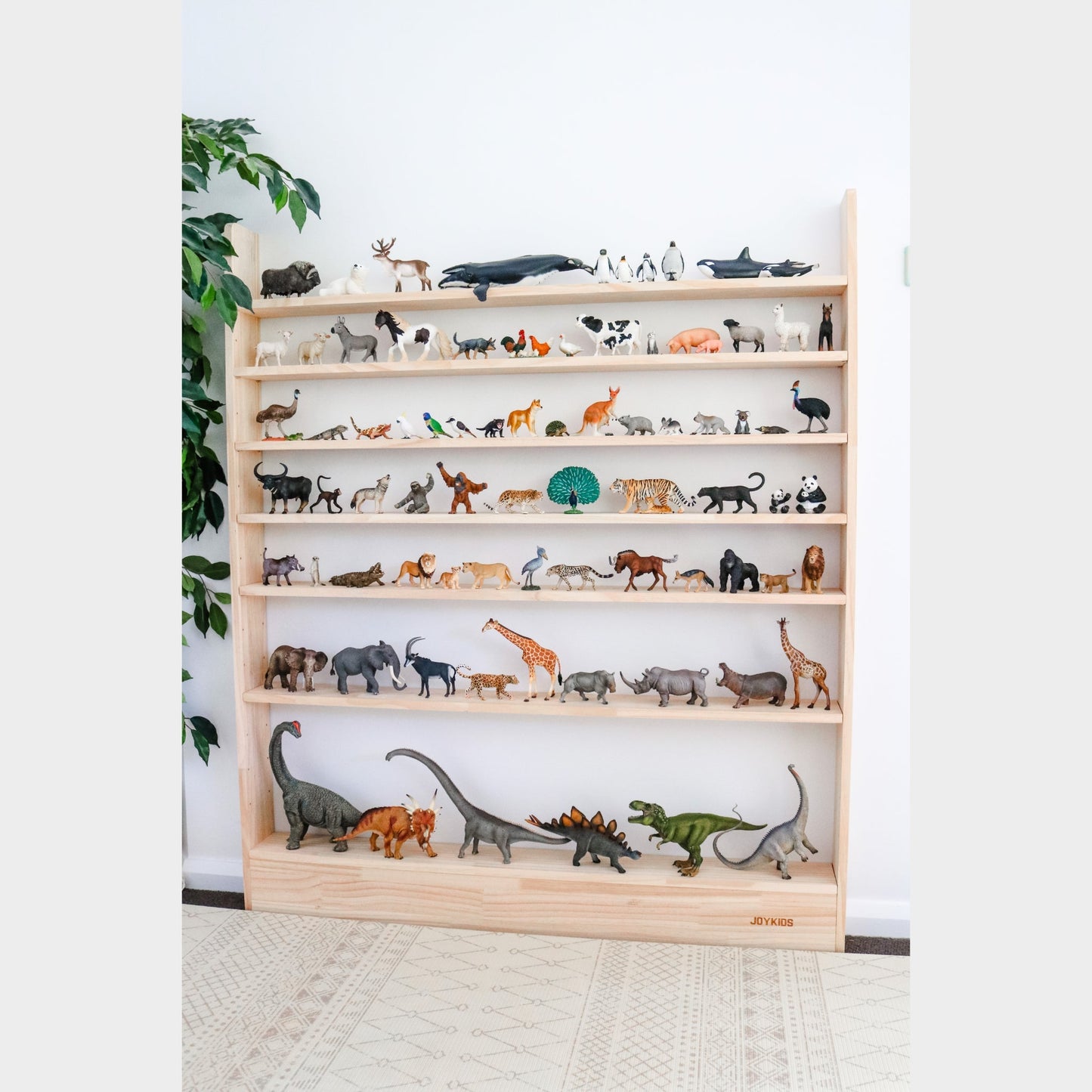 7 Tier Slim - Line Toy Shelf (Adjustable) - Varnished SolidWood - JoyKids