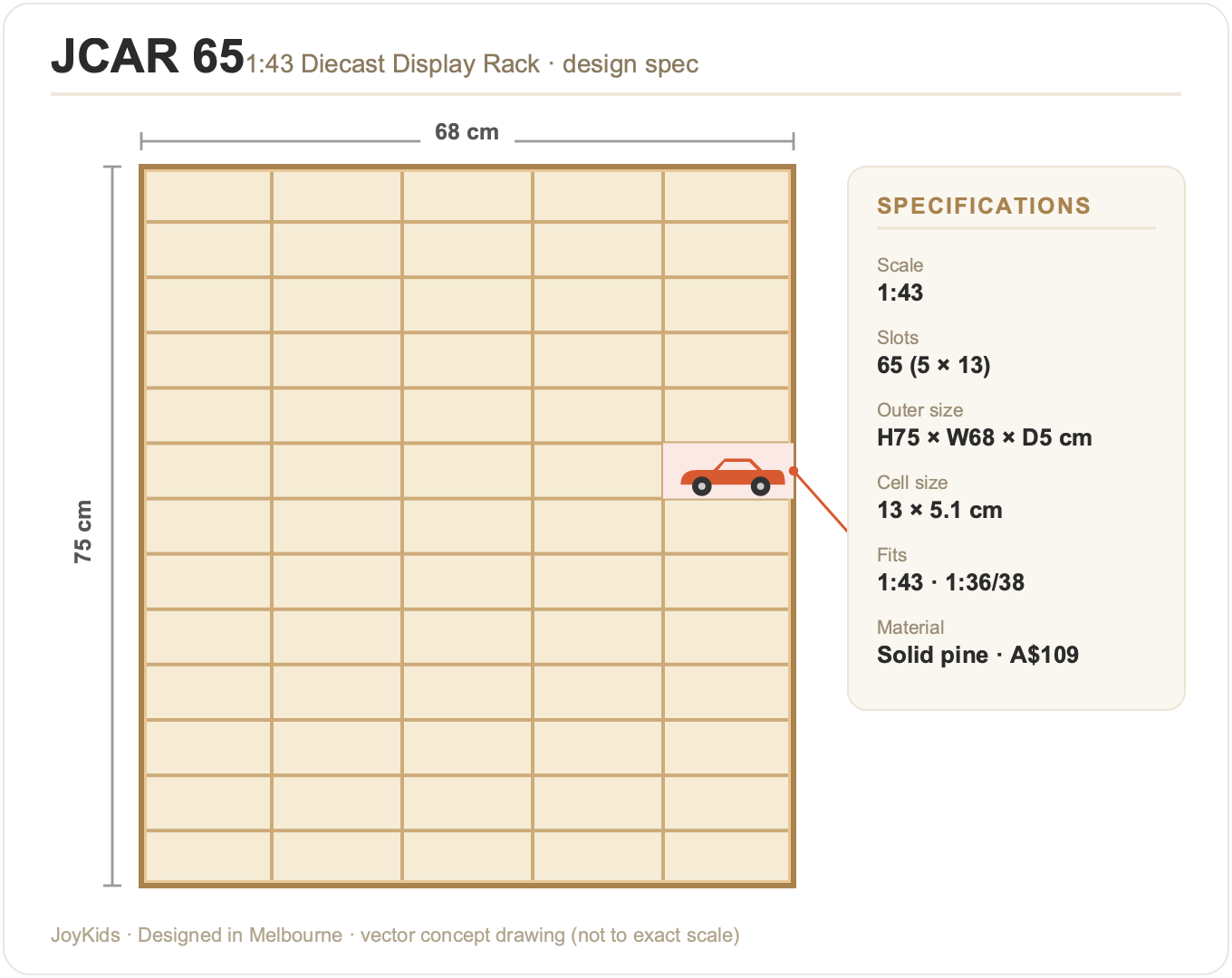 JCAR 65 — 1:43 Diecast Display Rack