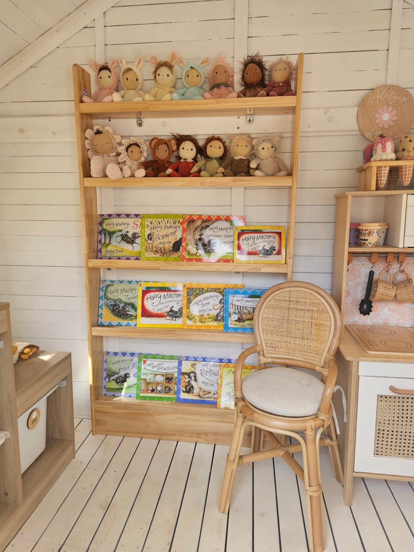 (New) SpaceSaver 80cm Bookshelf with 5 Tier - Varnished SolidWood - JoyKids