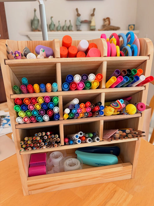(NEW) Crayon & Marker Organizer - Varnished solidwood