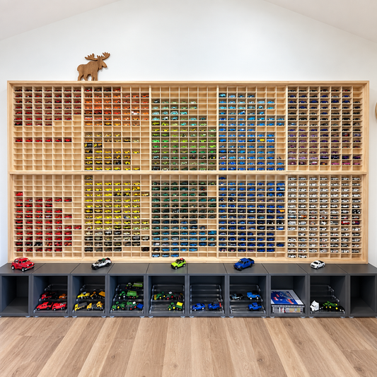 Wooden Diecast Display Rack, 105 Slots, 1:64 — JCAR 105