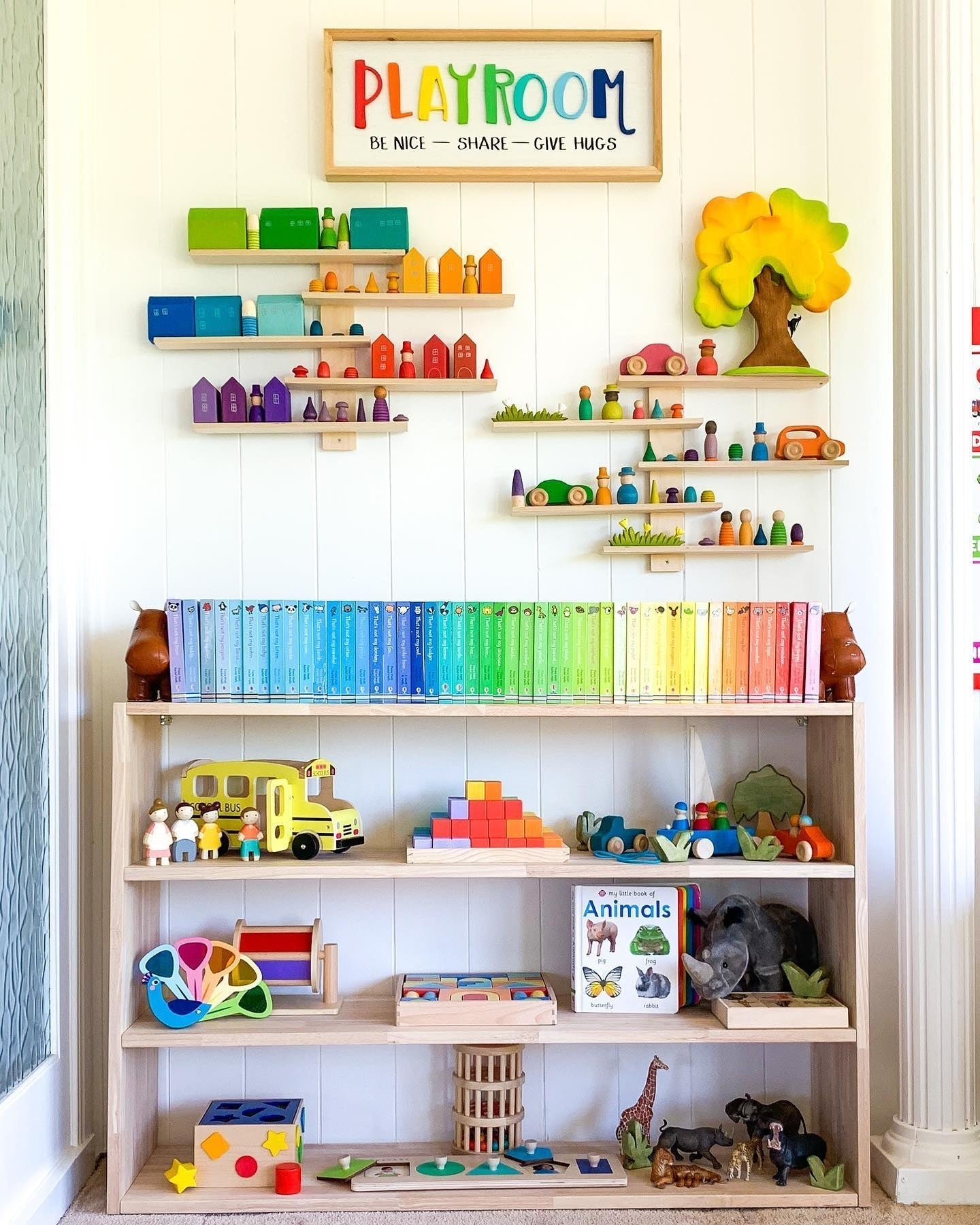 Open - ended Toy Shelf - Varnished Solid HardWood - JoyKids