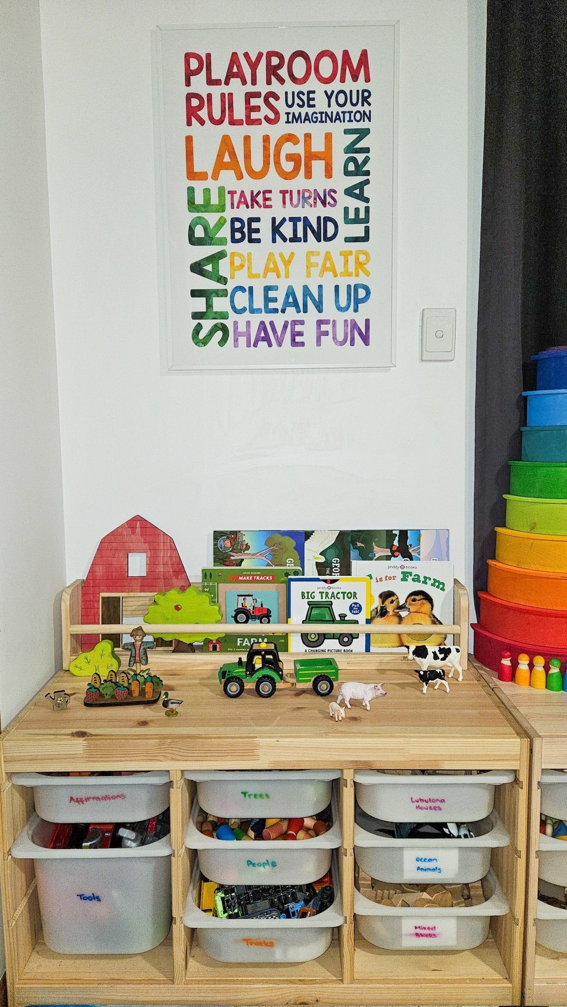 1 Tier Compact Wall Organizer Shelf - Varnished SolidWood - JoyKids