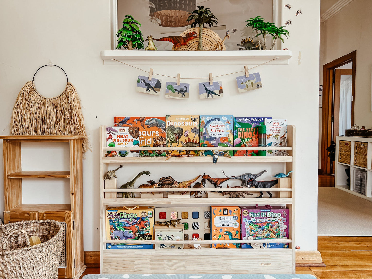 3 Tier Front Facing Bookshelf - Varnished SolidWood - JoyKids