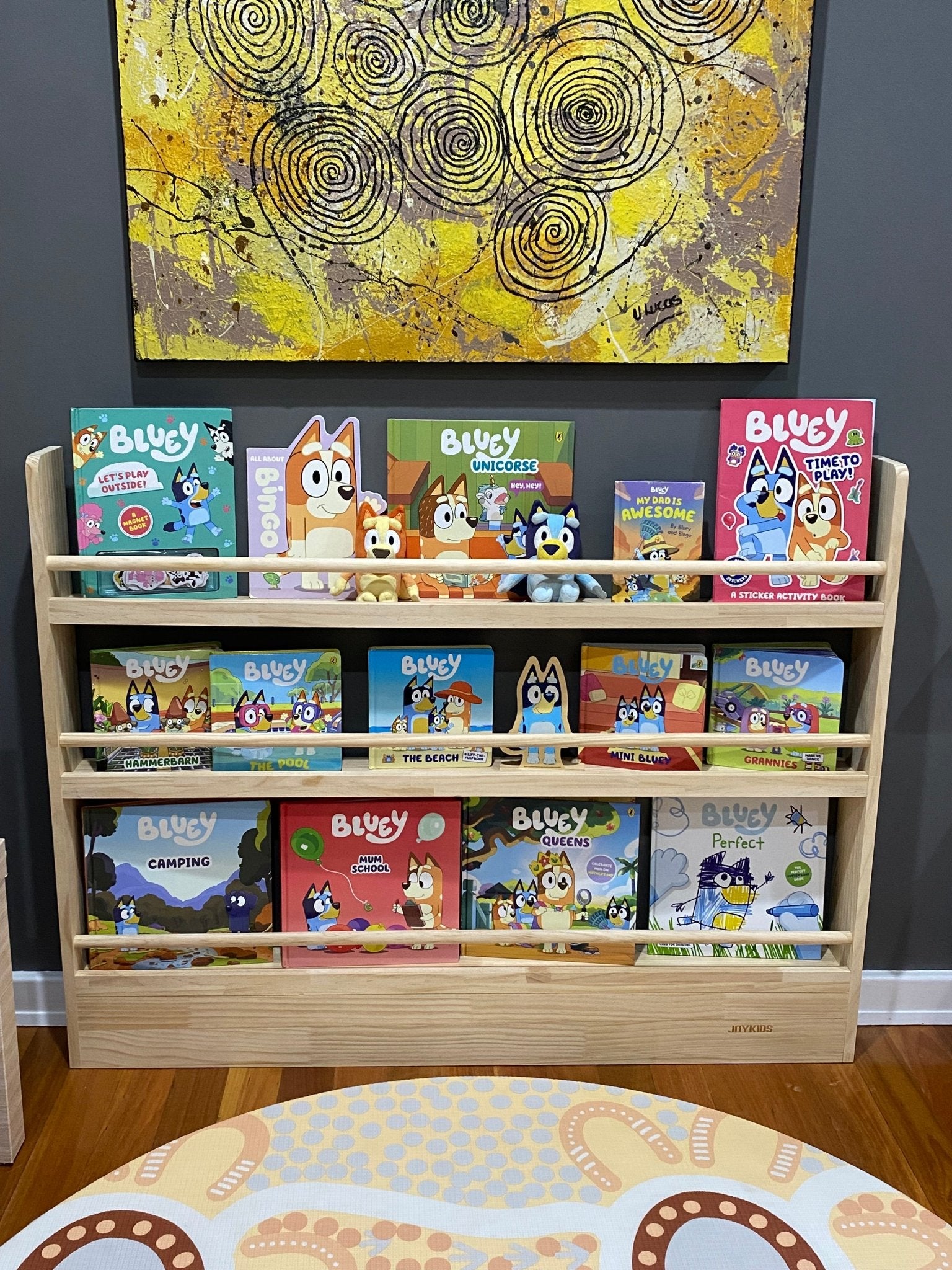 3 Tier Front Facing Bookshelf - Varnished SolidWood - JoyKids