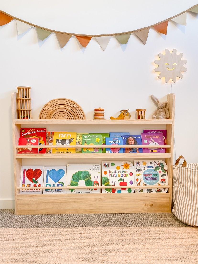 3 Tier Front Facing Bookshelf - Varnished SolidWood - JoyKids