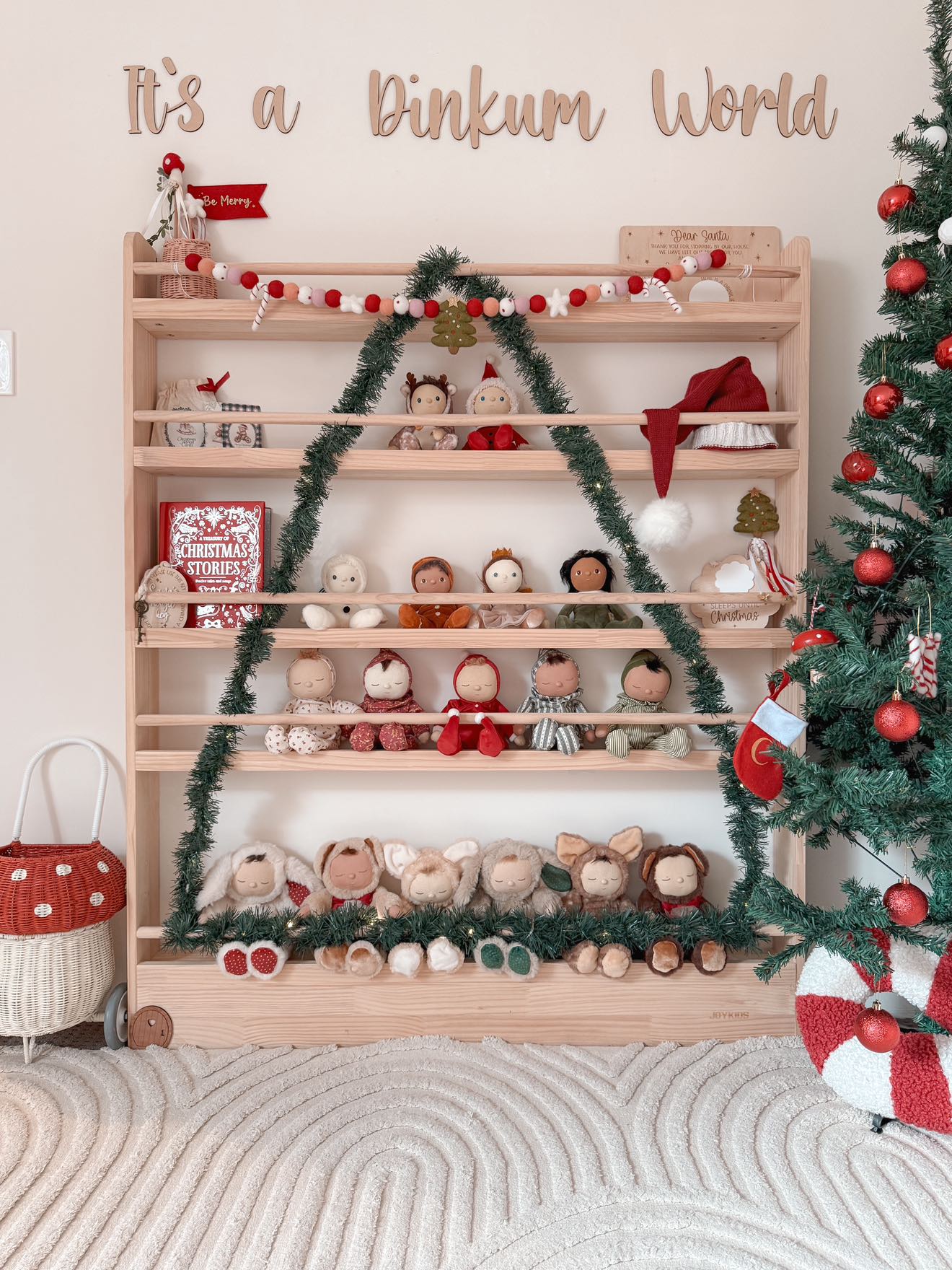 5 Tier Front Facing Bookshelf (Version 2) - Varnished SolidWood