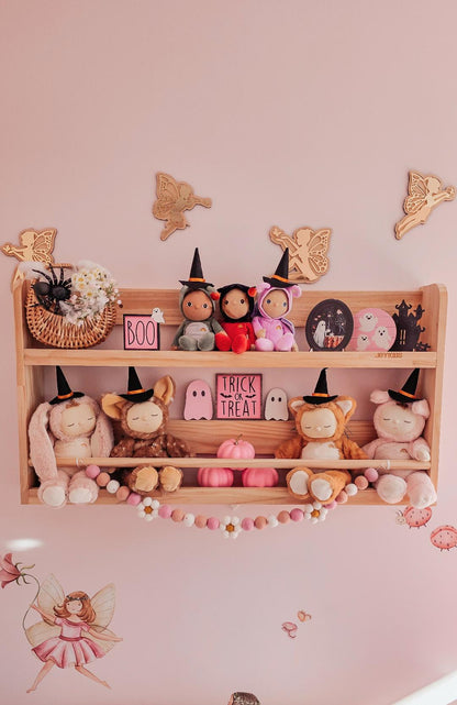 2 Tier Compact Wall Organizer Shelf -Varnished SolidWood