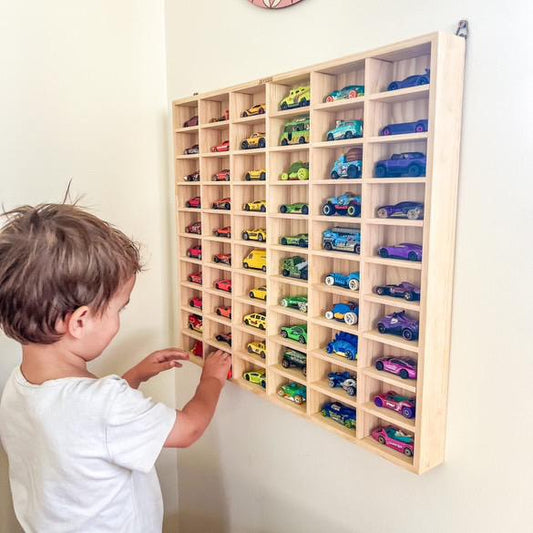 60 slots Matchbox & Hotwheel Display & Storage Unit - SolidPine - JoyKids