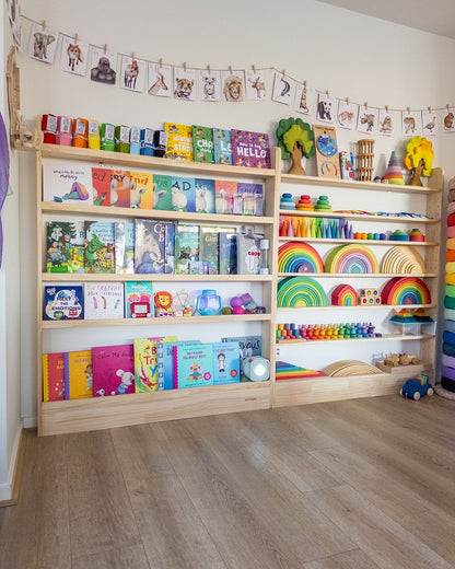 7 Tier Slim - Line Toy Shelf (Adjustable) - Varnished SolidWood - JoyKids