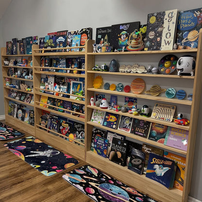 7 Tier Slim - Line Toy Shelf (Adjustable) - Varnished SolidWood - JoyKids