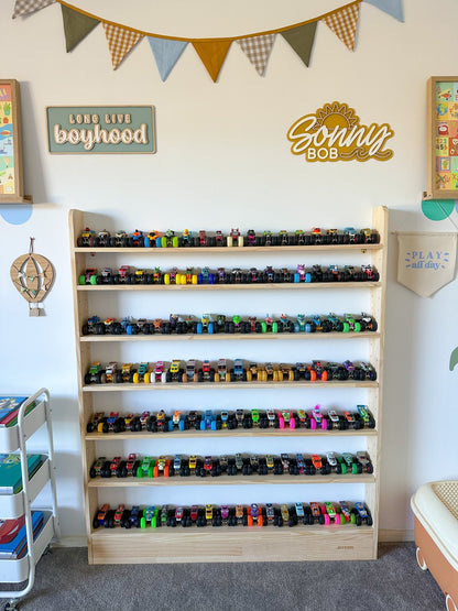 7 Tier Slim - Line Toy Shelf (Adjustable) - Varnished SolidWood - JoyKids