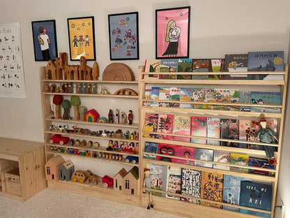 7 Tier Slim - Line Toy Shelf (Adjustable) - Varnished SolidWood - JoyKids