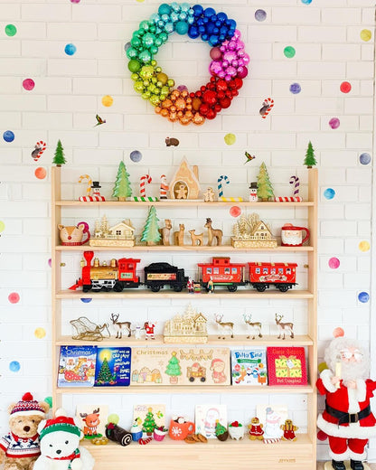 7 Tier Slim - Line Toy Shelf (Adjustable) - Varnished SolidWood - JoyKids