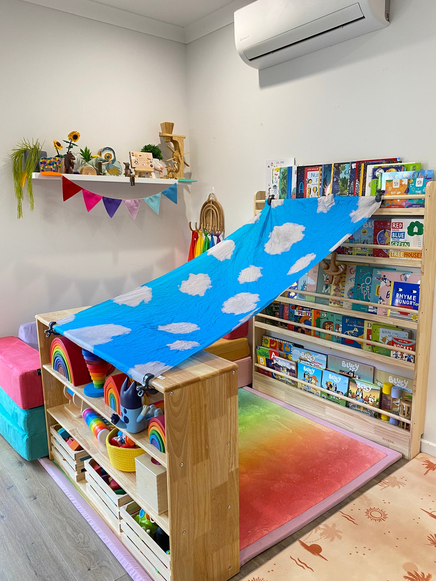 Open-ended Toy Shelf (4-tier)-- Varnished Solid HardWood