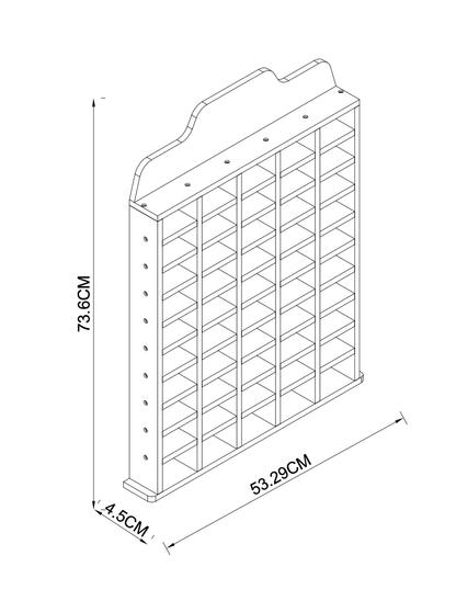 Wall-mounted 50-car wooden display rack with engraved GARAGE detailing, H74 × W54cm