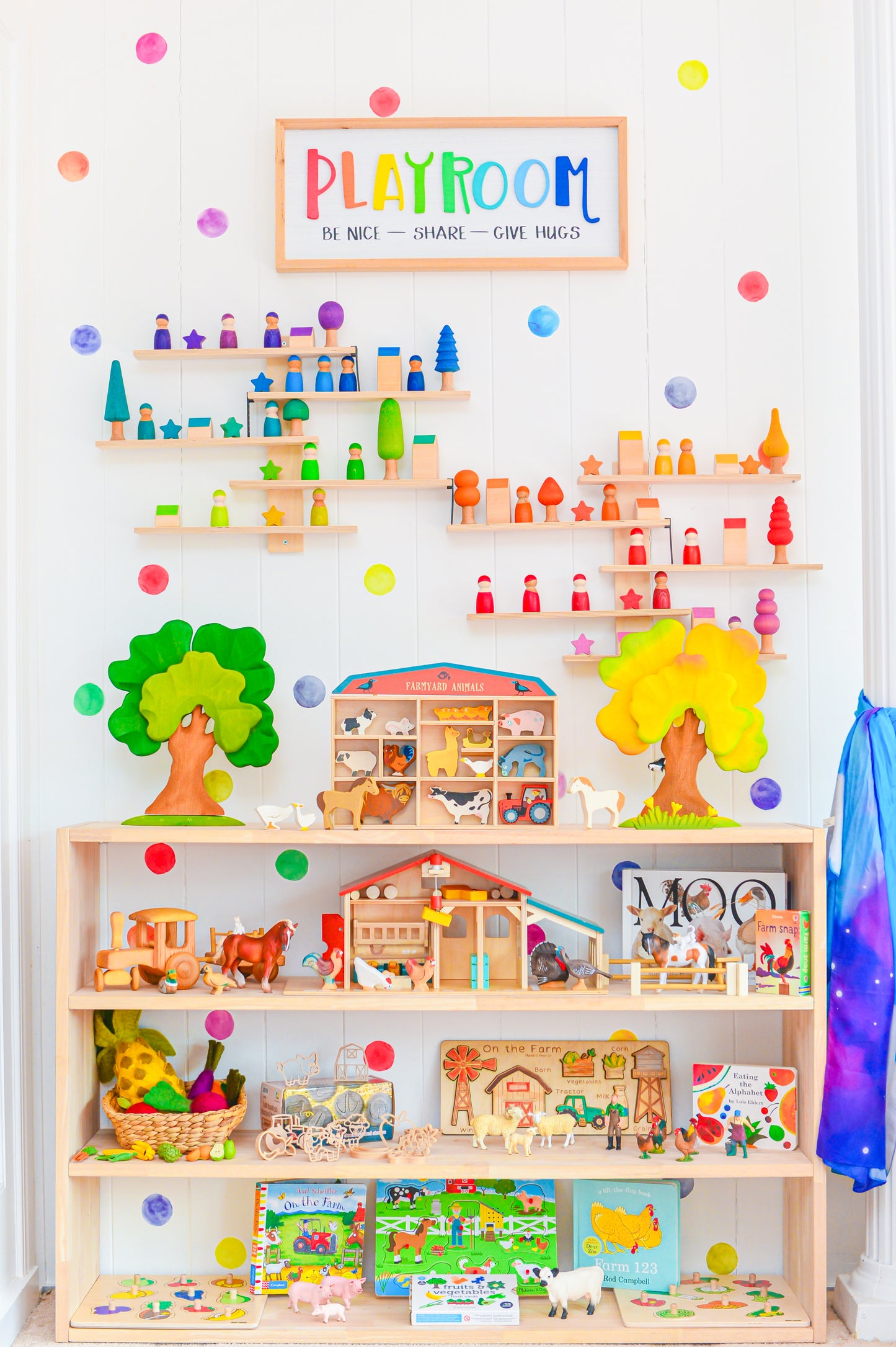 Open-ended Toy Shelf (4-tier)-- Solid HardWood