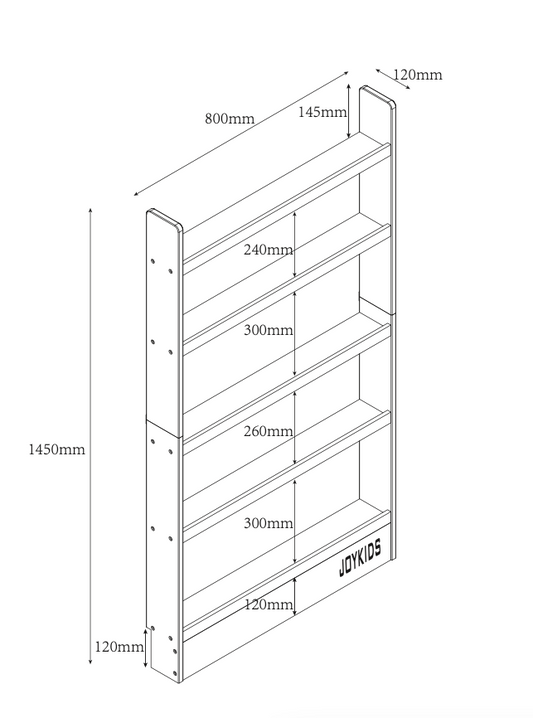 (New) SpaceSaver 80cm Bookshelf with 5 Tier - SolidWood