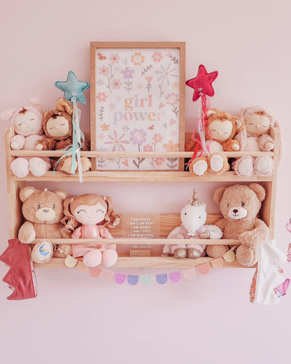 Compact Wall Organizer Shelf with 2 Tier - Varnished SolidWood - JoyKids