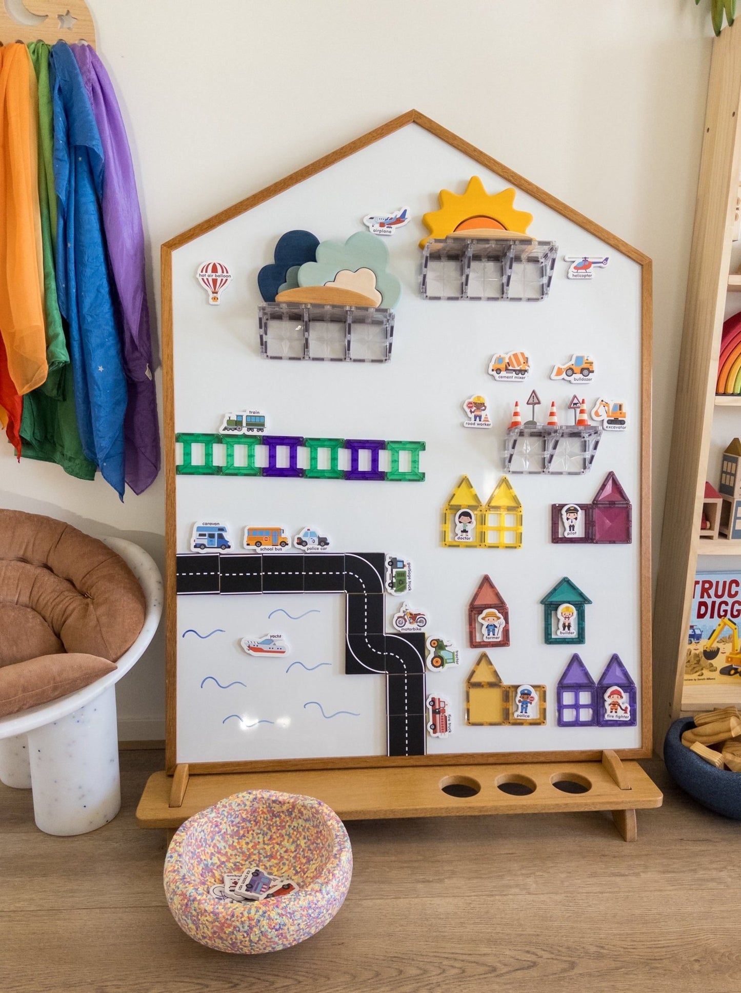 Double - Sided Board with Stand - Solid Teakwood - JoyKids