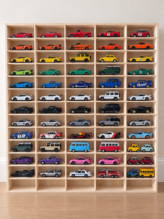 Wooden Diecast Display Rack, 65 Slots, 1:43 — JCAR 65