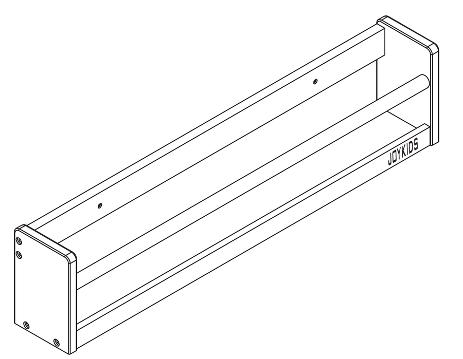JORY W1 design drawing: a single-tier front-facing wall shelf, 80 cm wide, 18 cm tall and 12 cm deep