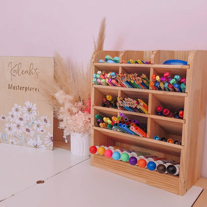 Crayon & Marker Organizer - Varnished solidwood