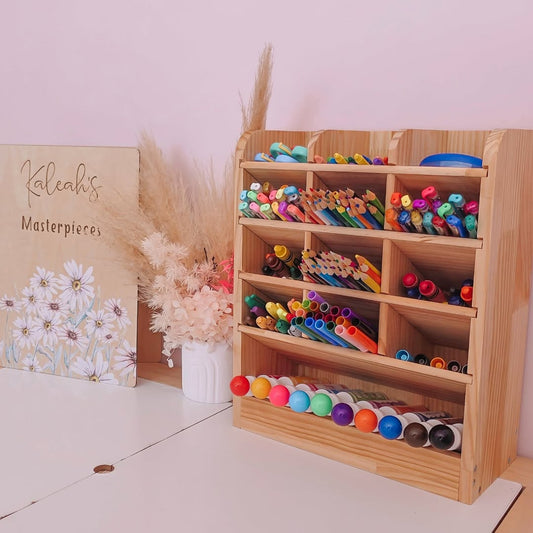 Crayon & Marker Organizer Unit  - Varnished solidwood