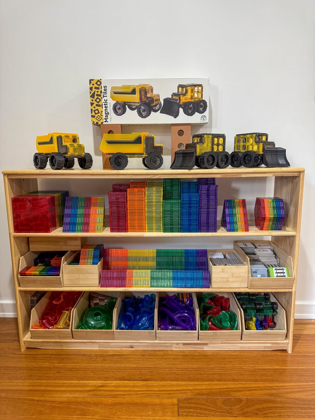 4 Tier Open-ended Toy Shelf -- Varnished Solid HardWood