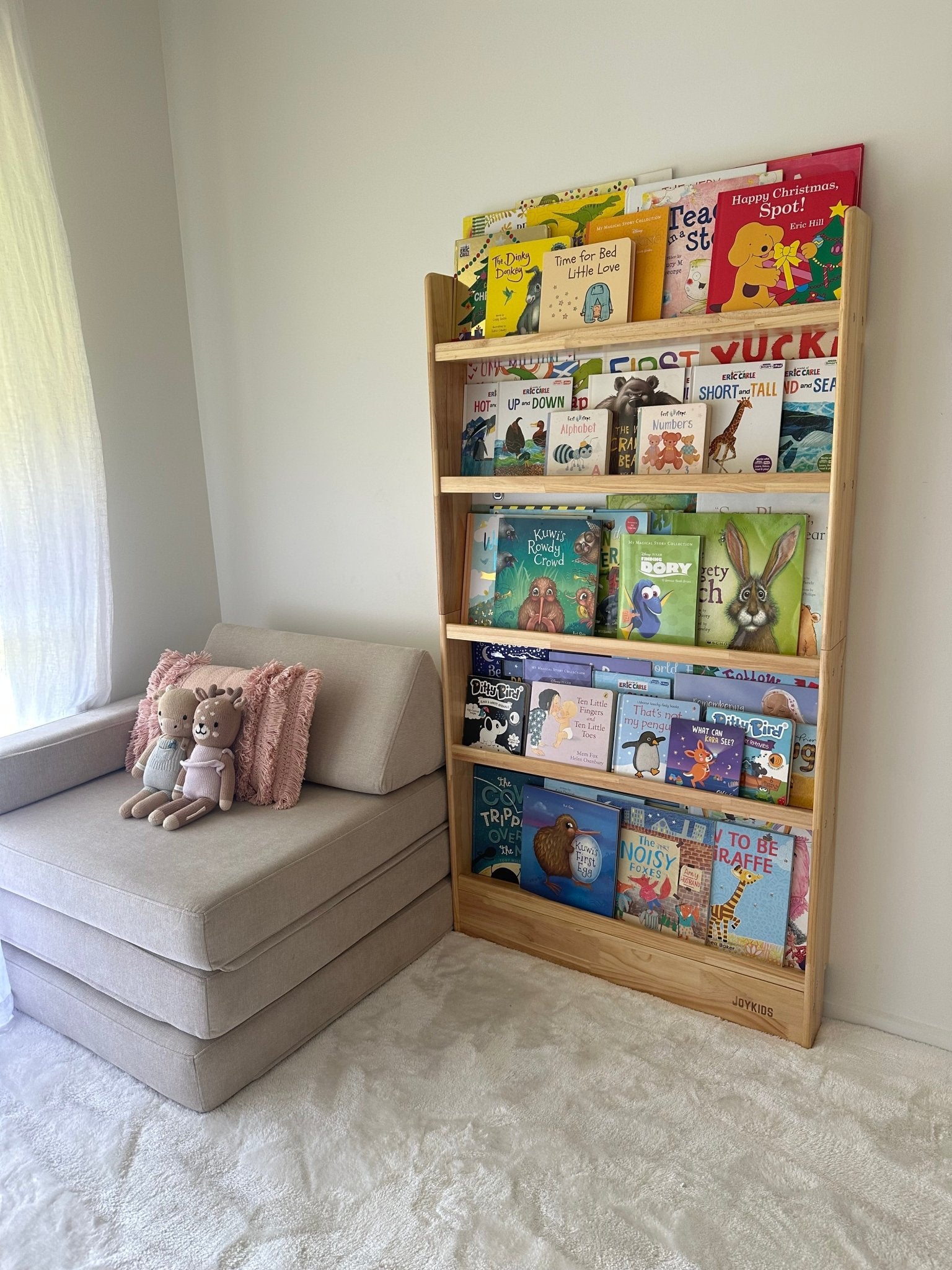 (New) SpaceSaver 80cm Bookshelf with 5 Tier - Varnished SolidWood - JoyKids