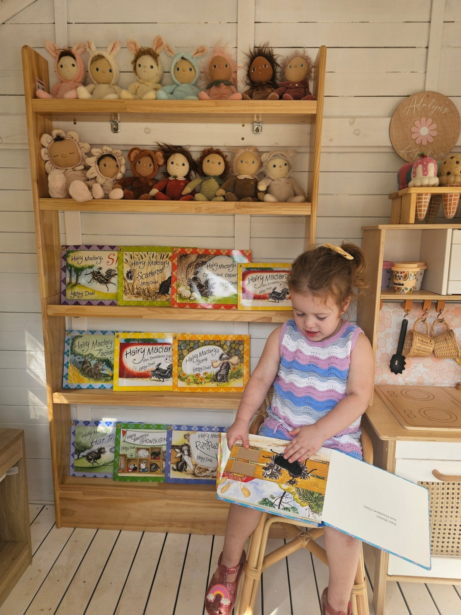 (New)SpaceSaver 80cm Bookshelf ( 5 Tier ) - Varnished SolidWood - JoyKids