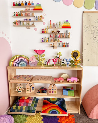 Open - ended Toy Shelf (4 - tier) - Varnished Solid HardWood - JoyKids