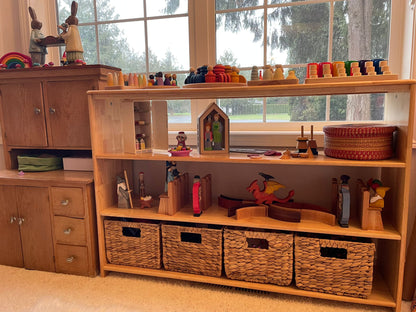 Open - ended Toy Shelf (4 - tier) - Varnished Solid HardWood - JoyKids