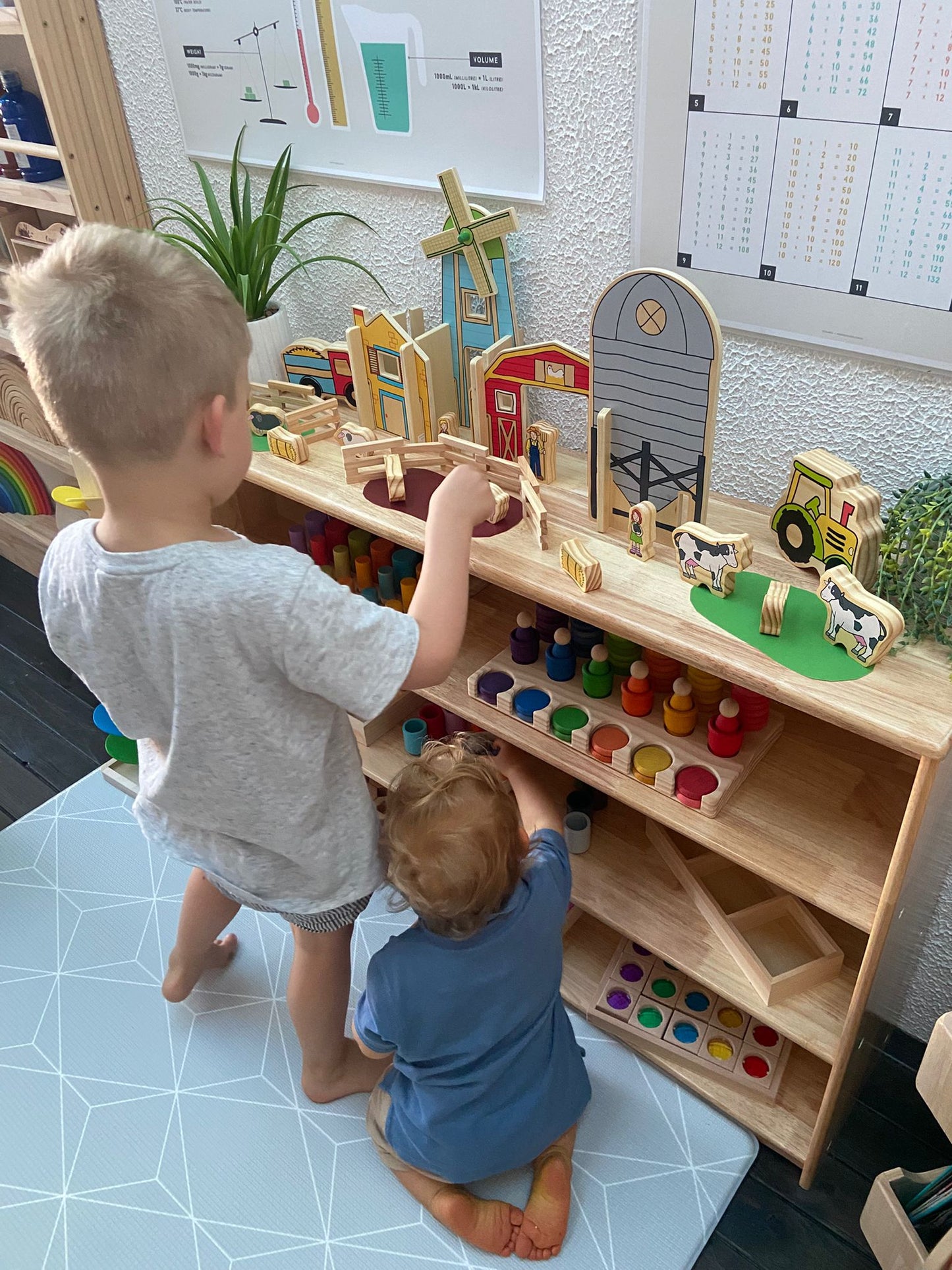 Open - ended Toy Shelf (4 - tier) - Varnished Solid HardWood - JoyKids