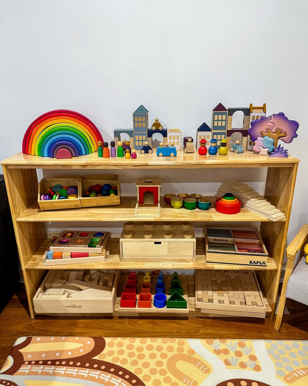 Open - ended Toy Shelf - Varnished Solid HardWood - JoyKids