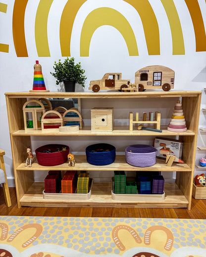 Open - ended Toy Shelf - Varnished Solid HardWood - JoyKids