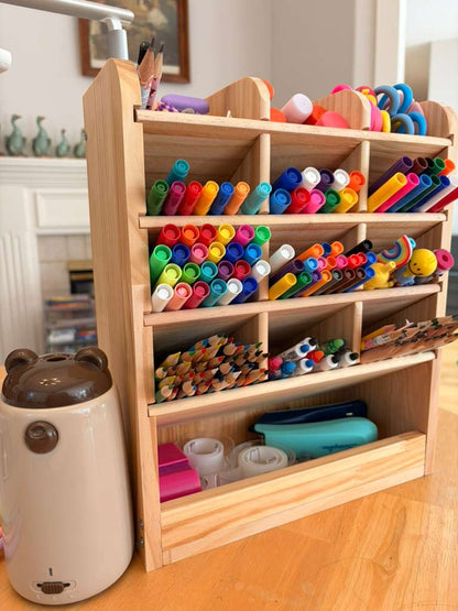Crayon & Marker Organizer Unit  - Varnished solidwood