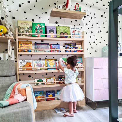 5 Tier Front Facing Bookshelf (Version 2) - Varnished SolidWood - JoyKids