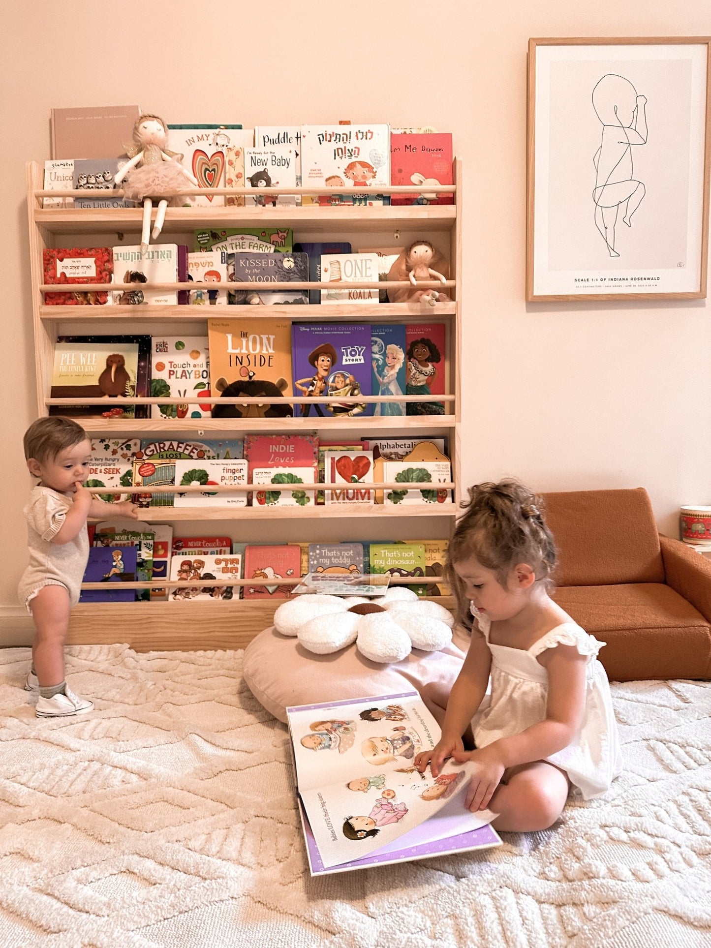 5 Tier Front Facing Bookshelf (Version 2) - Varnished SolidWood - JoyKids