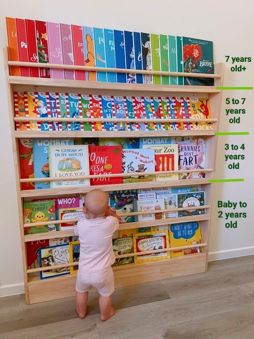 5 Tier Front Facing Bookshelf (Version 2) - Varnished SolidWood - JoyKids