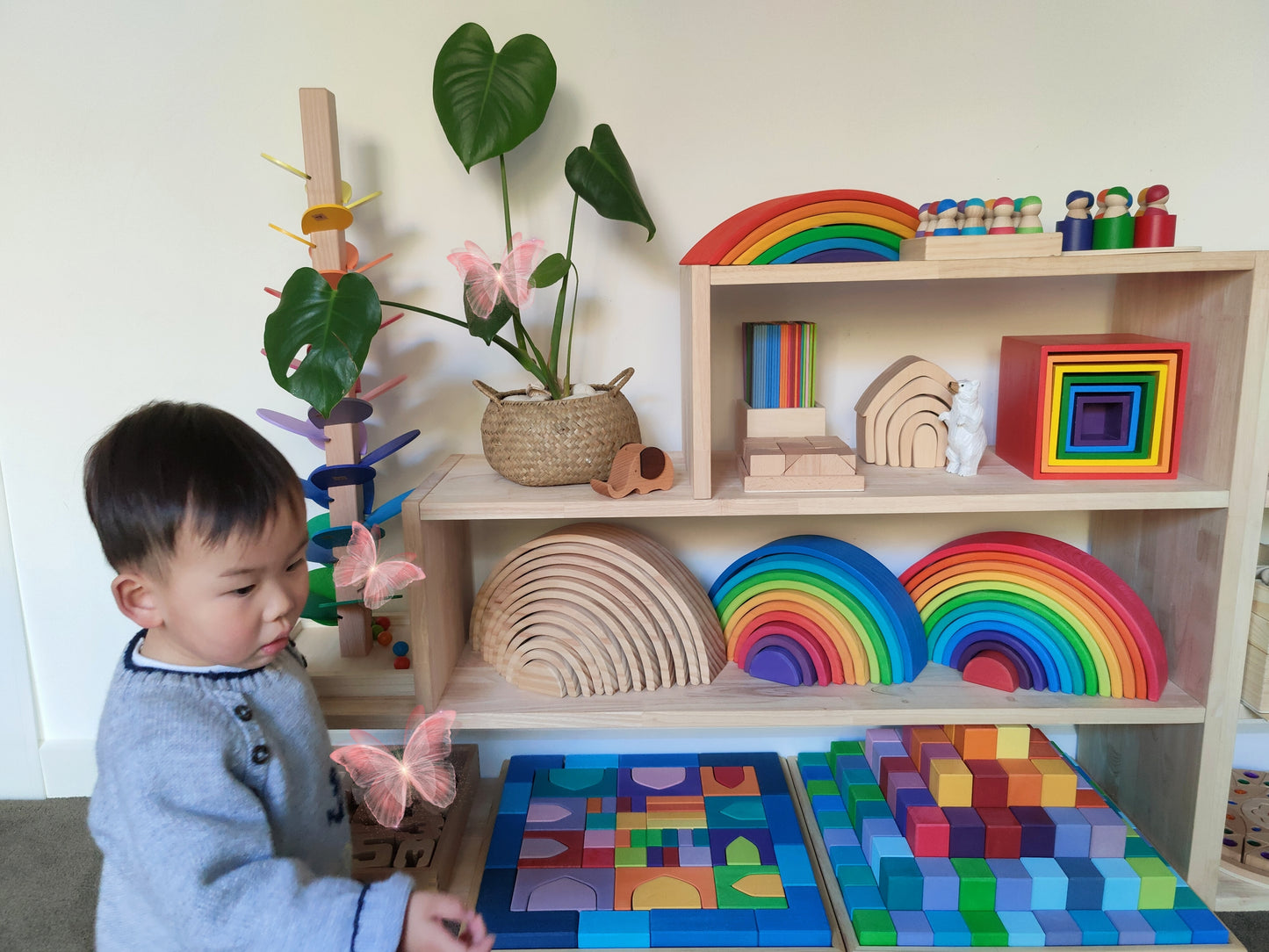 Open-ended Toy Shelf (4-tier)-- Solid HardWood